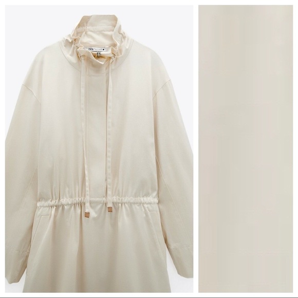 NWT. Zara Cream Limited Edition Parka Midi Dress. Size S. - Picture 8 of 11